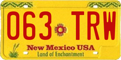 NM license plate 063TRW