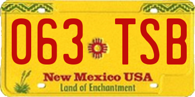 NM license plate 063TSB