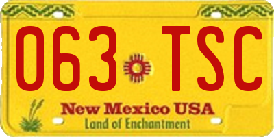 NM license plate 063TSC