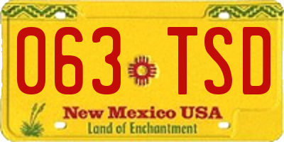 NM license plate 063TSD