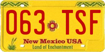 NM license plate 063TSF