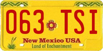 NM license plate 063TSI