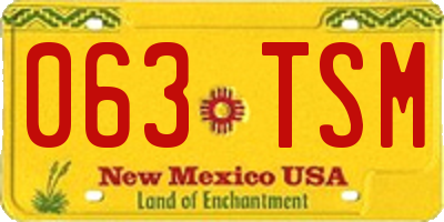 NM license plate 063TSM