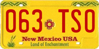 NM license plate 063TSO
