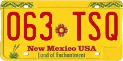 NM license plate 063TSQ