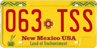 NM license plate 063TSS