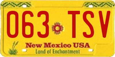 NM license plate 063TSV