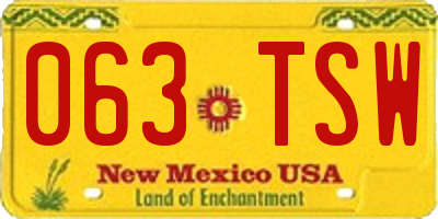 NM license plate 063TSW