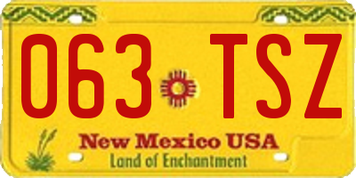 NM license plate 063TSZ