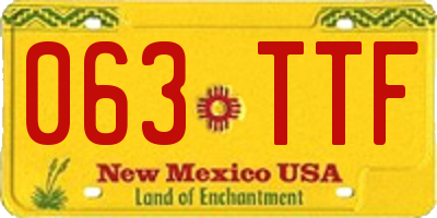 NM license plate 063TTF