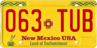 NM license plate 063TUB