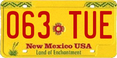 NM license plate 063TUE