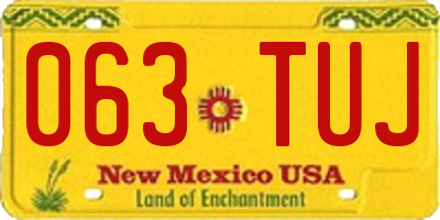 NM license plate 063TUJ