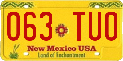 NM license plate 063TUO