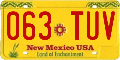 NM license plate 063TUV