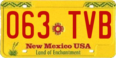 NM license plate 063TVB