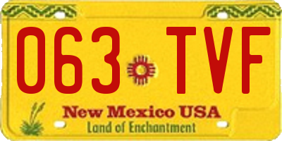 NM license plate 063TVF