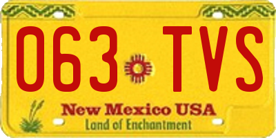 NM license plate 063TVS
