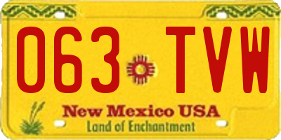 NM license plate 063TVW