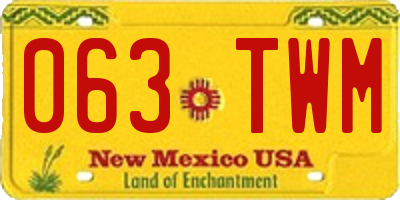 NM license plate 063TWM