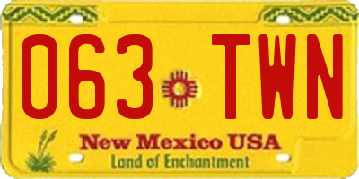 NM license plate 063TWN