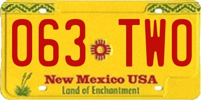 NM license plate 063TWO