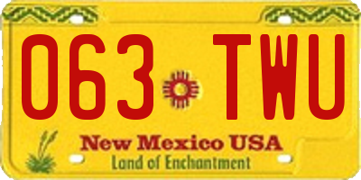 NM license plate 063TWU