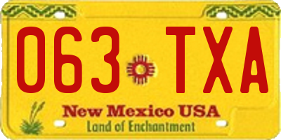 NM license plate 063TXA