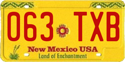 NM license plate 063TXB