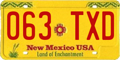NM license plate 063TXD