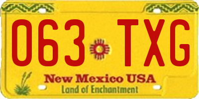 NM license plate 063TXG