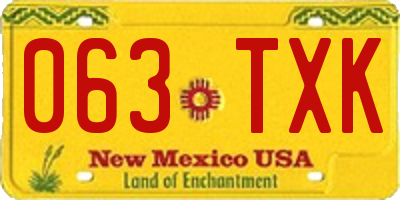 NM license plate 063TXK
