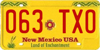 NM license plate 063TXO