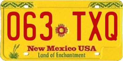 NM license plate 063TXQ