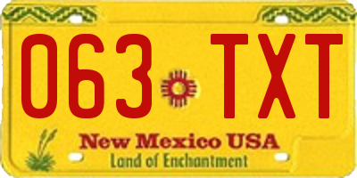 NM license plate 063TXT