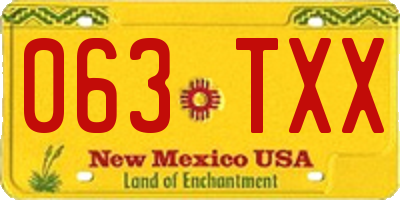 NM license plate 063TXX