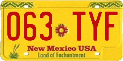 NM license plate 063TYF