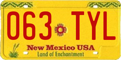 NM license plate 063TYL