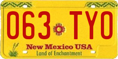 NM license plate 063TYO