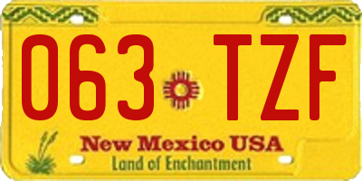 NM license plate 063TZF