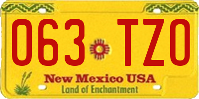 NM license plate 063TZO