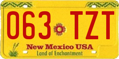 NM license plate 063TZT