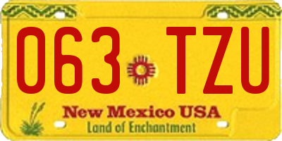 NM license plate 063TZU