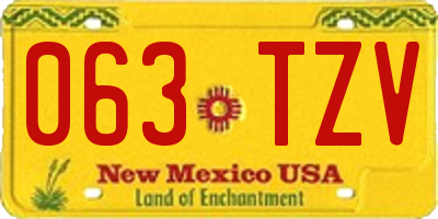 NM license plate 063TZV