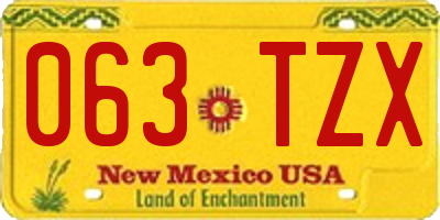 NM license plate 063TZX