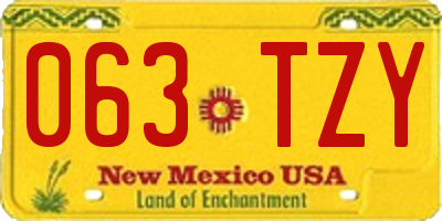 NM license plate 063TZY