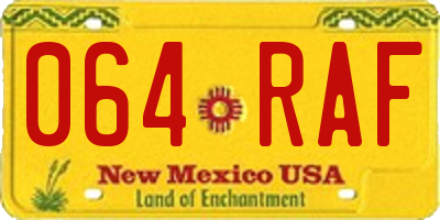 NM license plate 064RAF