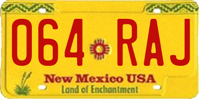 NM license plate 064RAJ