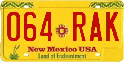 NM license plate 064RAK