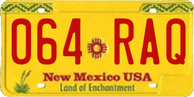 NM license plate 064RAQ